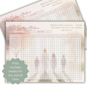 Young Women Secretary 2026 Attendance Roll Tracker | Church of Jesus Christ of Latter-day Saints | LDS YW Walk with Me