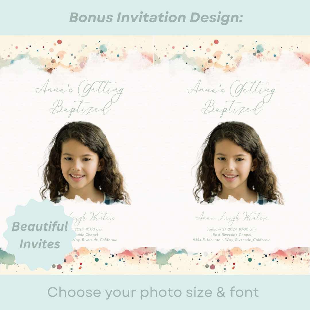 LDS Baptism Program Kit: Canva Template, Invite & Thank You Cards - Image 5