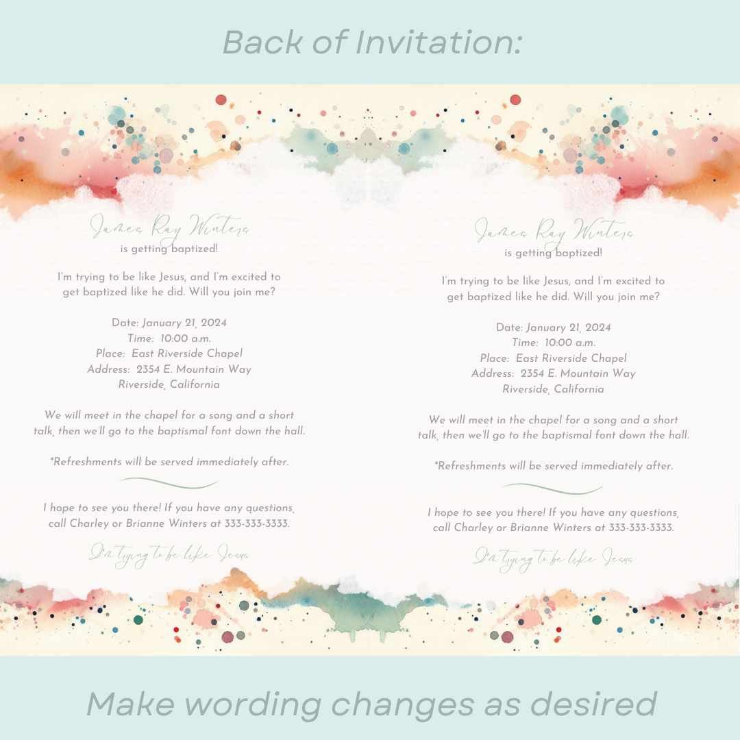 LDS Baptism Program Kit: Canva Template, Invite & Thank You Cards - Image 4