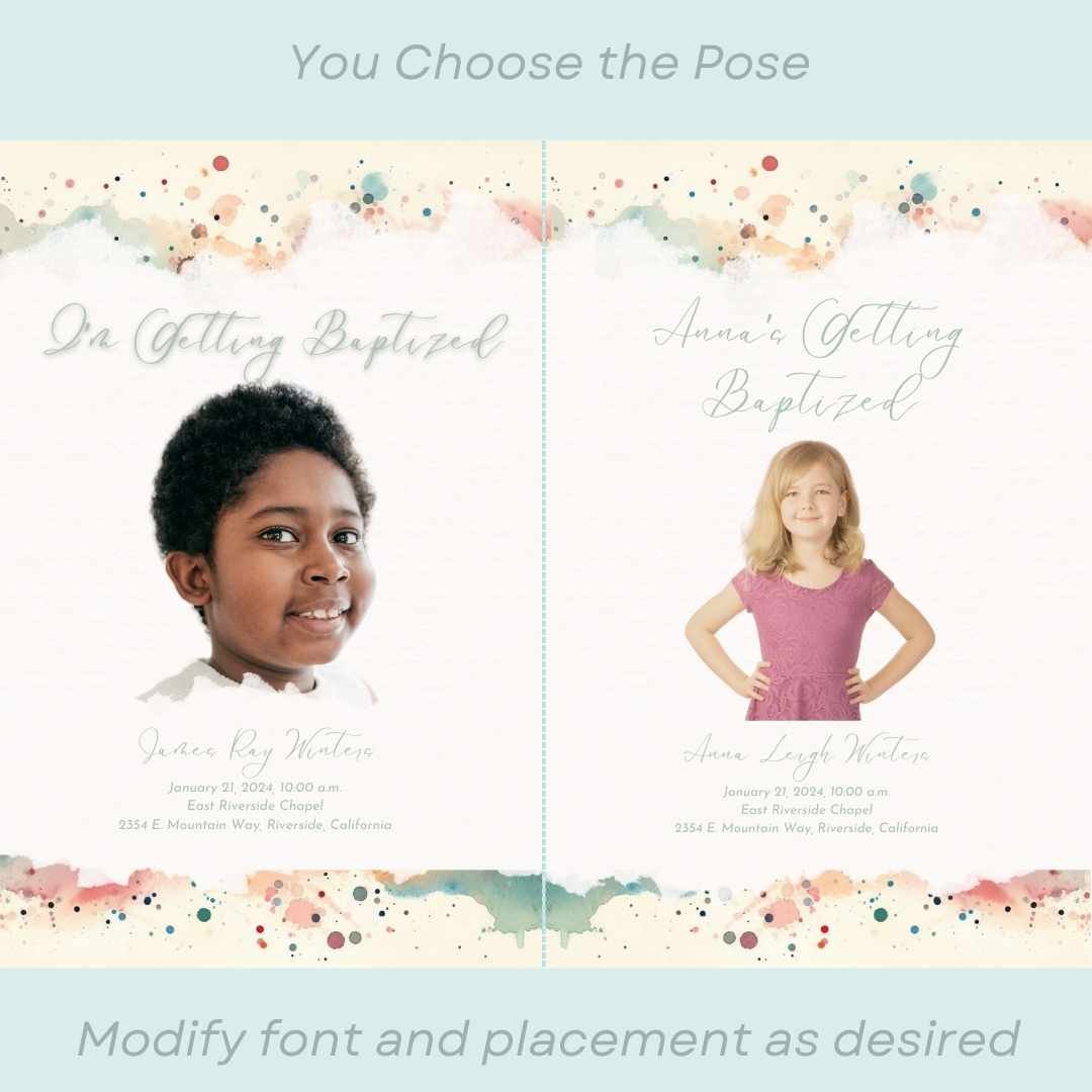 LDS Baptism Program Kit: Canva Template, Invite & Thank You Cards - Image 2