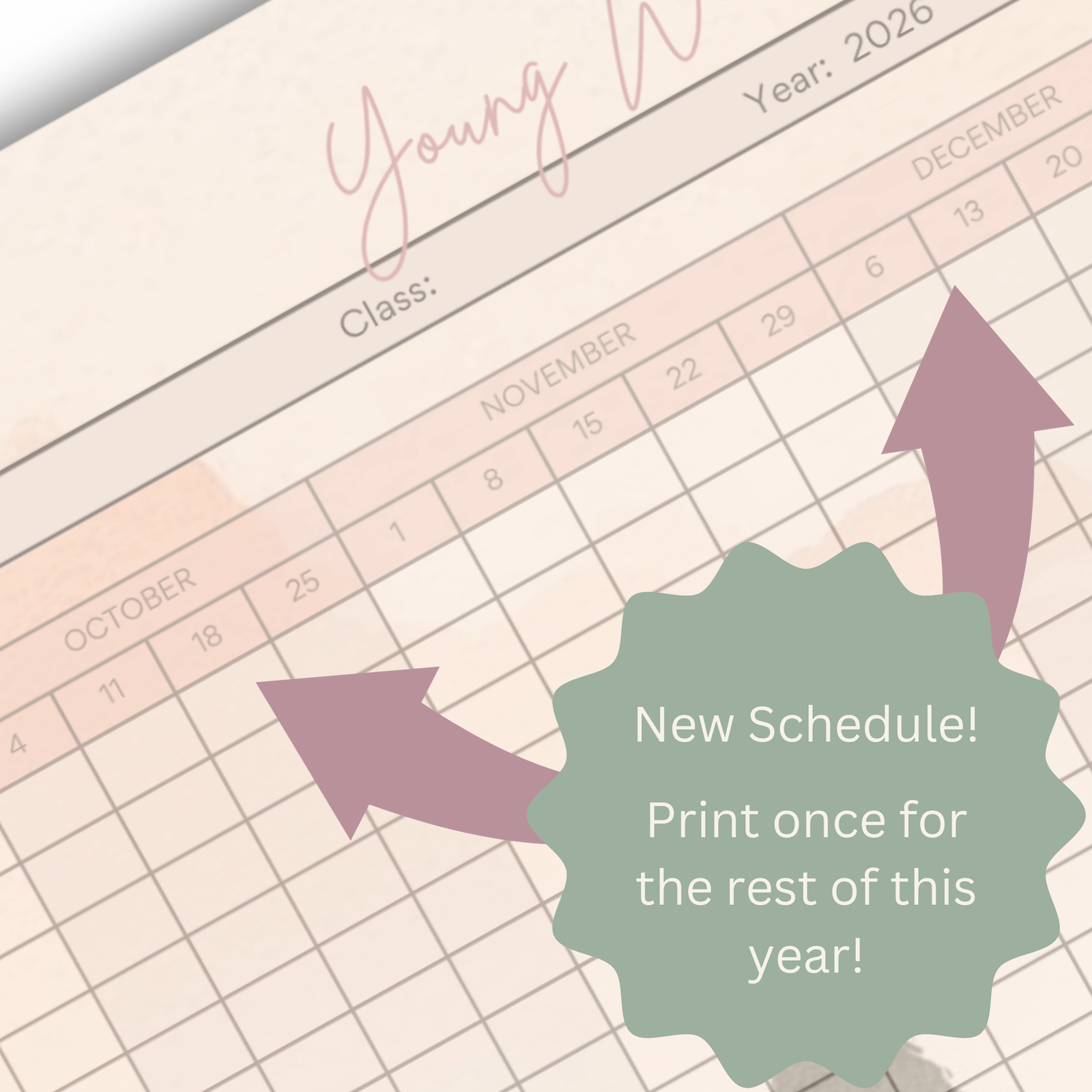 New Schedule YW Fall 2026 Attendance Roll Tracker | Church of Jesus Christ of Latter-day Saints | LDS YW Walk with Me - Image 3