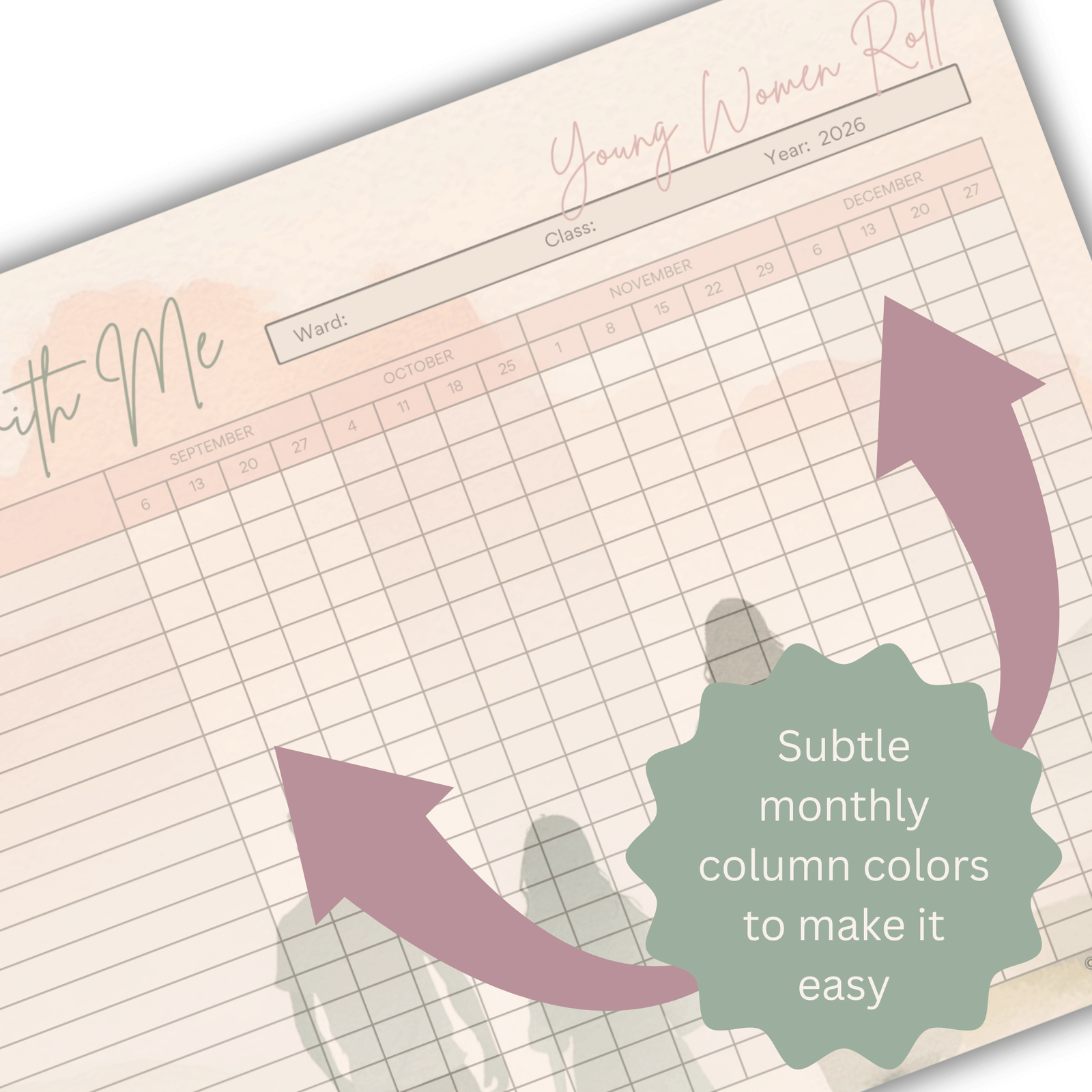 New Schedule YW Fall 2026 Attendance Roll Tracker | Church of Jesus Christ of Latter-day Saints | LDS YW Walk with Me - Image 5
