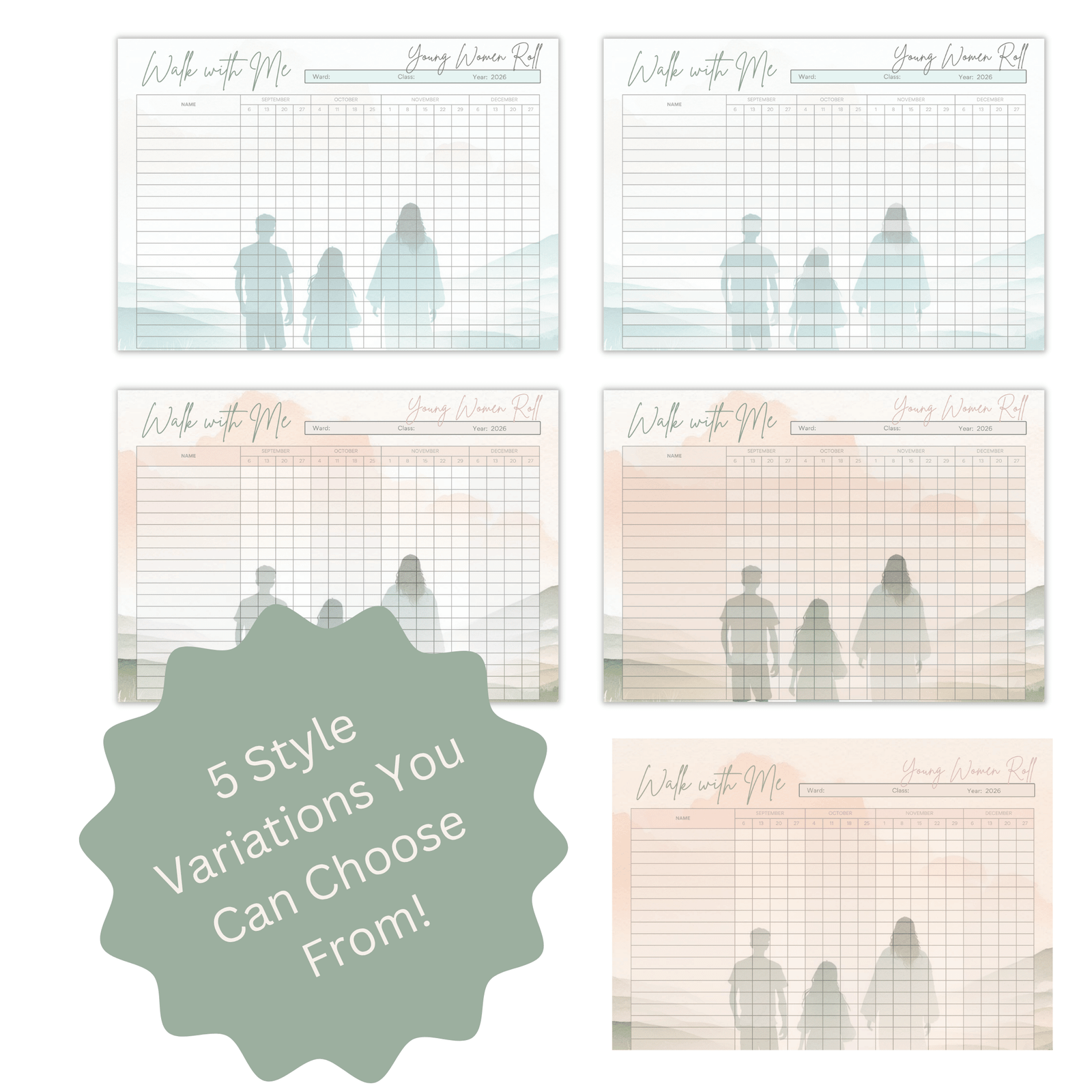 New Schedule YW Fall 2026 Attendance Roll Tracker | Church of Jesus Christ of Latter-day Saints | LDS YW Walk with Me - Image 4